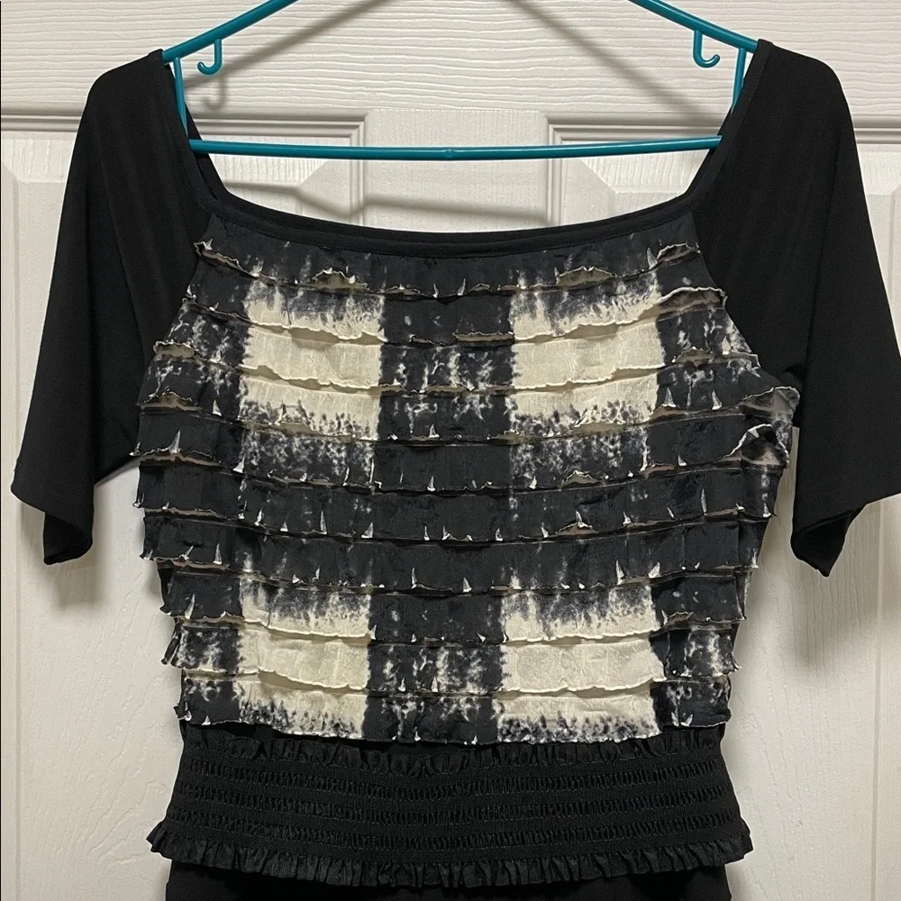 Joseph Ribkoff | Black | Ruffled Top/Hankerchief Skirt | Dress | Size 10 - Picture 8 of 16